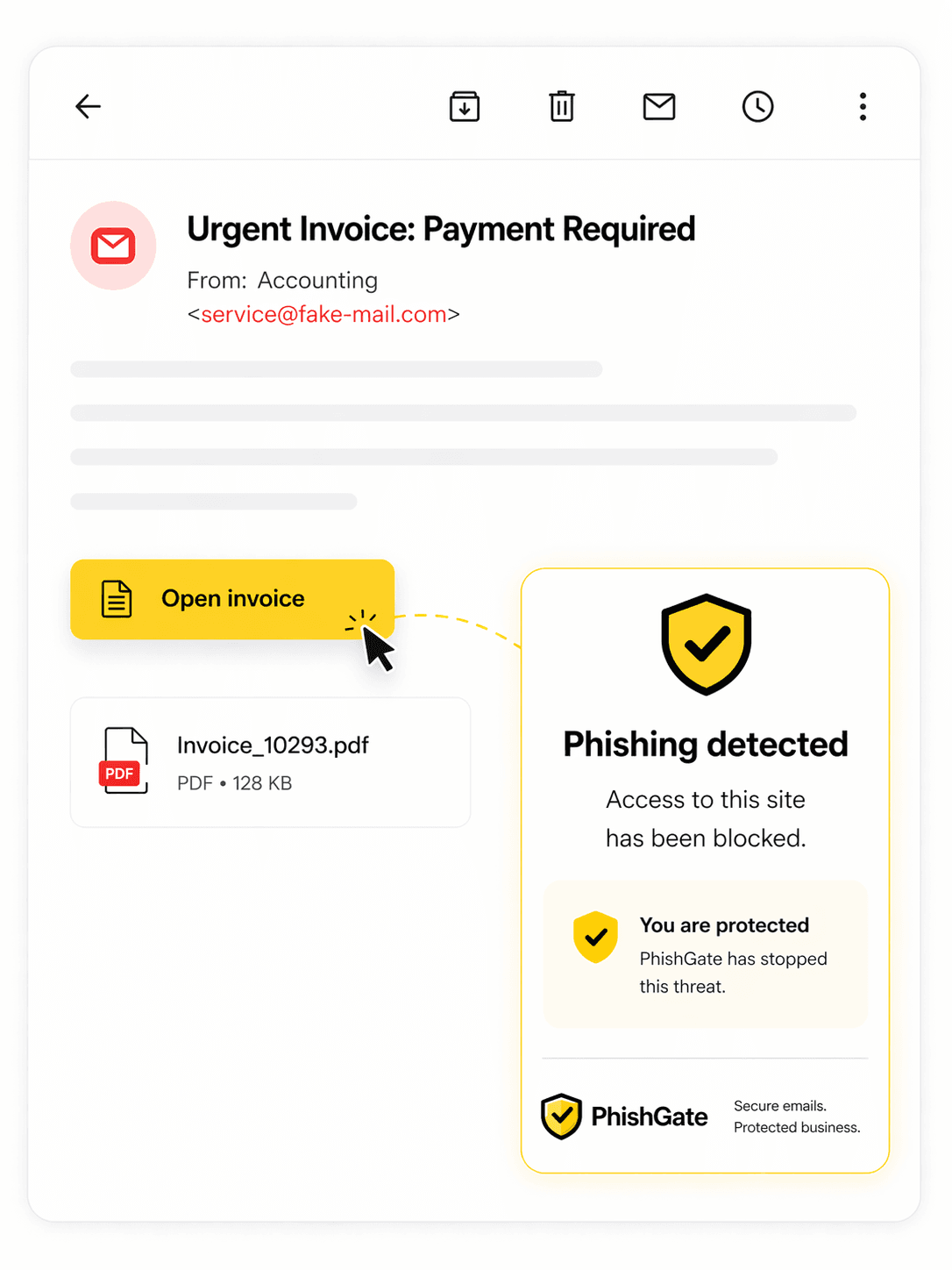 Phishgate dashboard showing protected status with trusted domains